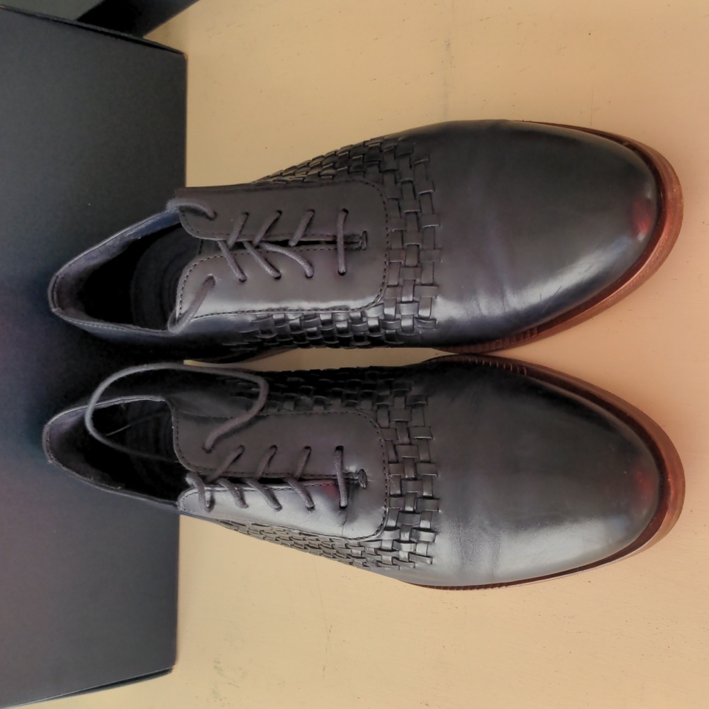 Cole Haan Washington Woven Oxford, Blue Leather, Size 10